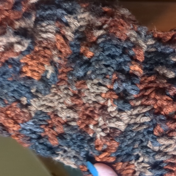 handmade CROCHET long sleeve zip front cardigan sweater, warm and cuddly sz L/XL - Picture 4 of 10